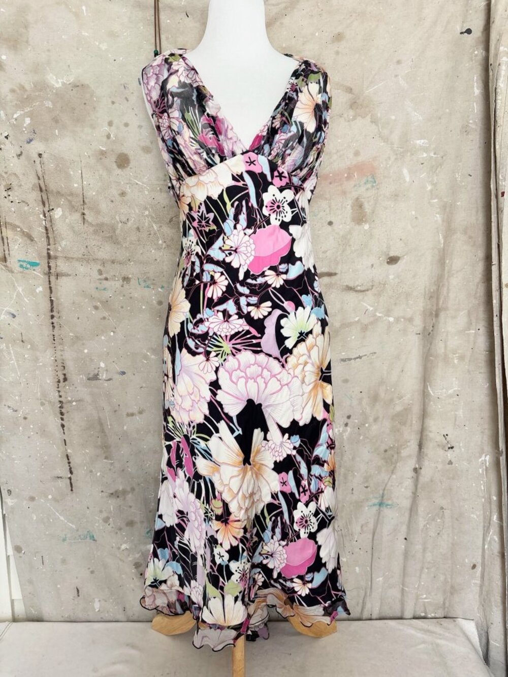 Cache Silk Floral Halter Dress